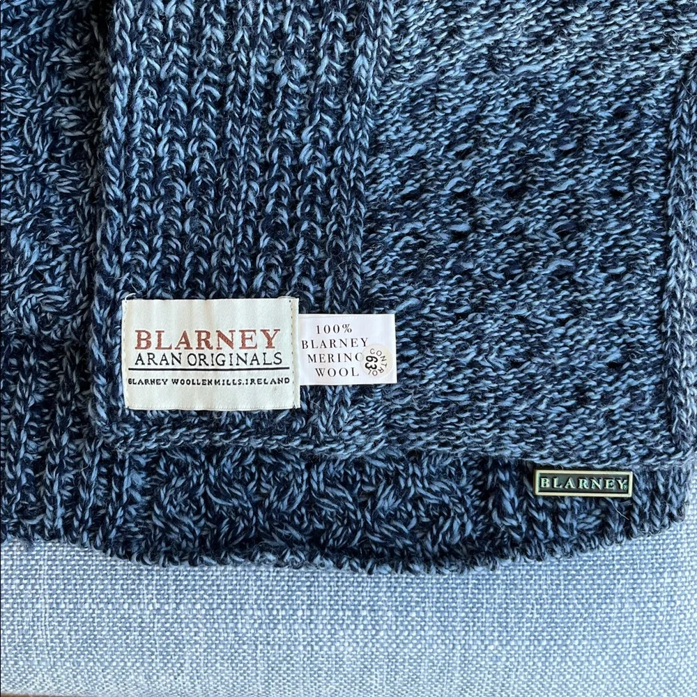 Blarney Woollen Mills Scarf Cable‎ Knit Merino Wool Long Ireland Irish